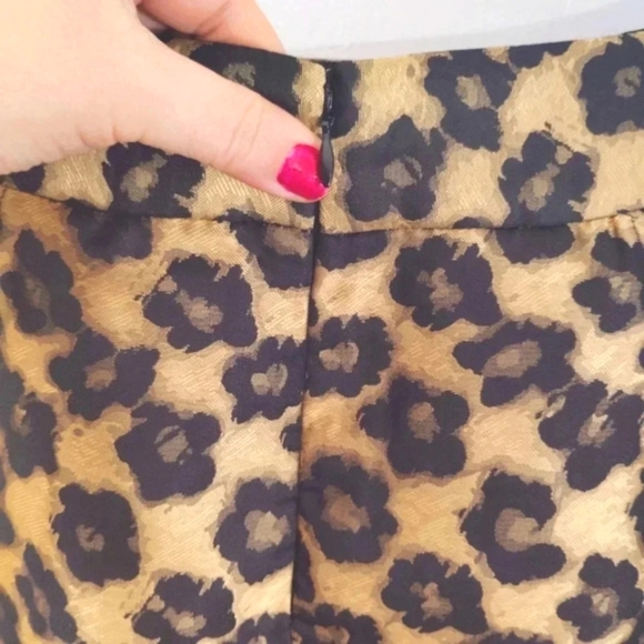 Banana Republic Mini Skirt Leopard Print Sheen Gold & Black 8 - Picture 9 of 11